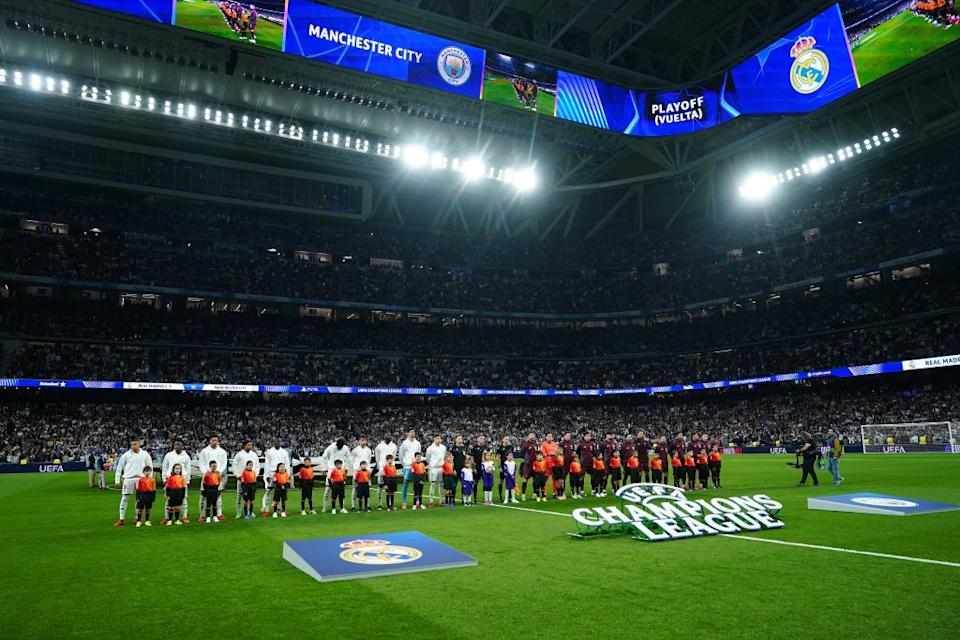 MADRID, SPAIN – FEBRUARY 19: General view inside the stadium prior to the UEFA Champions League 2024/25 League Knockout Play-off second leg match between Real Madrid C.F. and Manchester City at Santiago Bernabeu Stadium on February 19, 2025 in Madrid, Spain. (Photo by Angel Martinez/Getty Images)